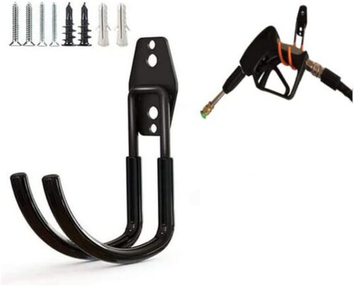 Zoele Wall Mount Car Washer Hanger, Heavy Duty Metal High Pressure Water Gun Holder Rack, Hook for Spray Gun/Garden Hose/Water Hose (Black)